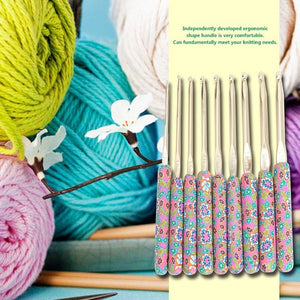 Mermaid Crochet Hooks, 9pcs Metal Soft Warm Crochet Hook Kit For